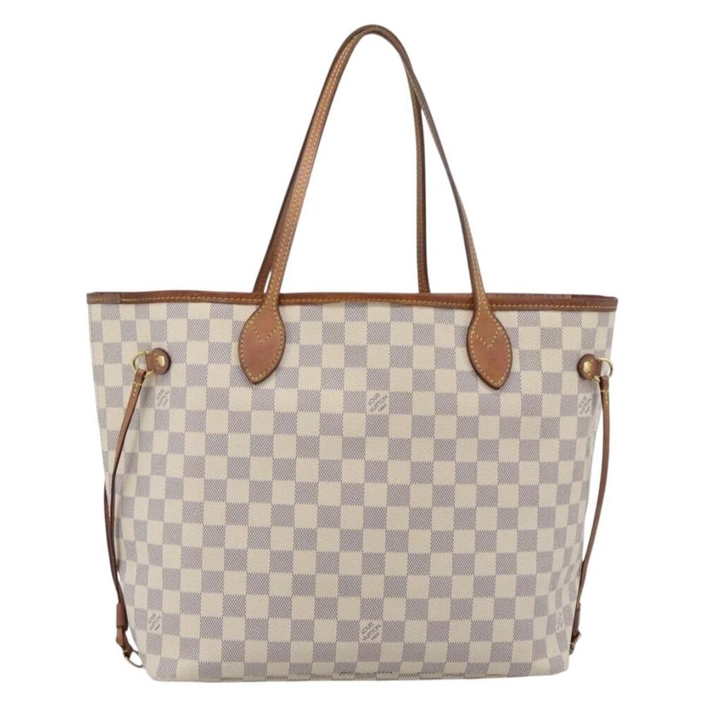 Louis Vuitton Damier Azur Neverfull MM Tote Bag White